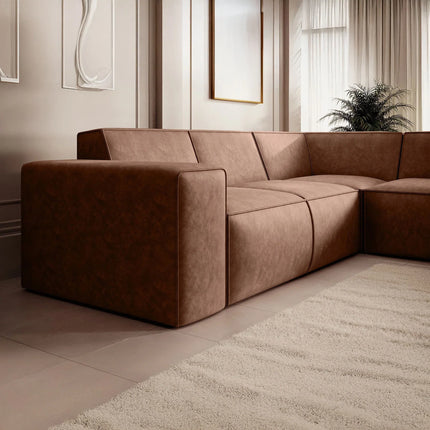 UNICORN Corner sofa 4-seater with chaise longue Faux leather black beige brown gray