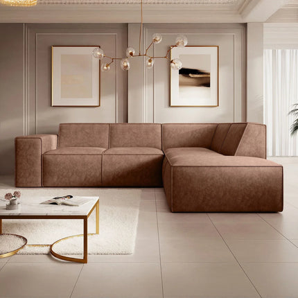 UNICORN 4-seater corner sofa with chaise longue, cognac faux leather black beige brown grey