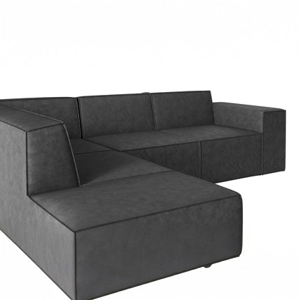 UNICORN Corner sofa 4-seater with chaise longue Faux leather beige brown gray black Width 261 cm Height 80 cm Depth 216 cm Seat height 45 cm Seat depth 60 cm