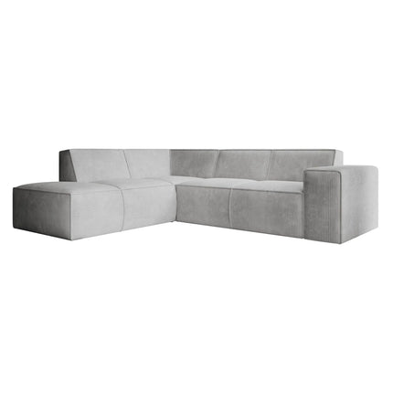 UNICORN 4-seater corner sofa with chaise longue Ribbed fabric grey beige