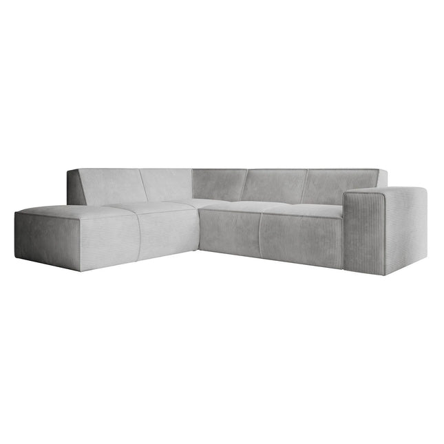 UNICORN Corner sofa 4-seater with chaise longue Ribbed fabric gray beige Width 261 cm Height 80 cm Depth 216 cm