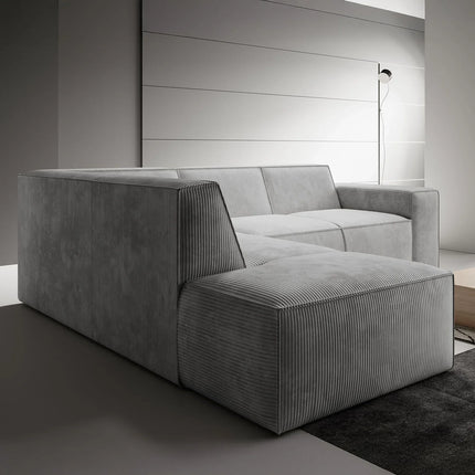 UNICORN Corner sofa 4-seater with chaise longue Ribbed fabric beige grey