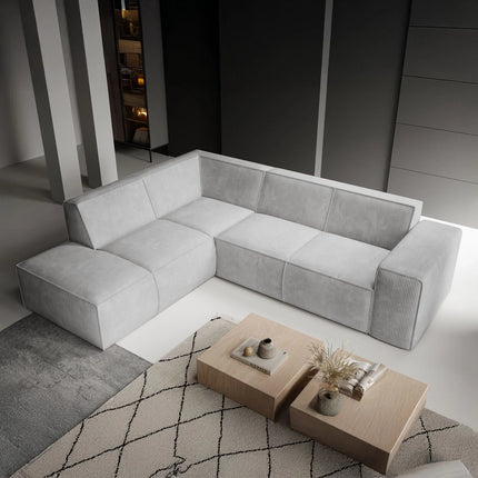 UNICORN Corner sofa 4-seater with chaise longue Ribbed fabric beige grey