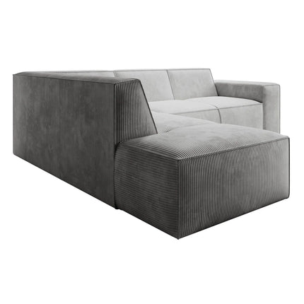 UNICORN Corner sofa 4-seater with chaise longue Ribbed fabric gray beige Width 261 cm Height 80 cm Depth 216 cm