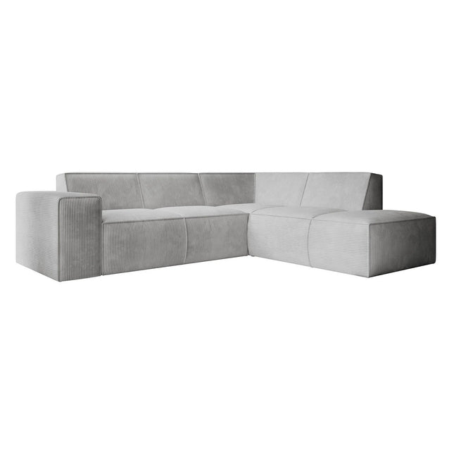UNICORN Corner sofa 4-seater with chaise longue Ribbed fabric gray beige Width 261 cm Height 80 cm Depth 216 cm Seat height 45 cm Seat depth 60 cm