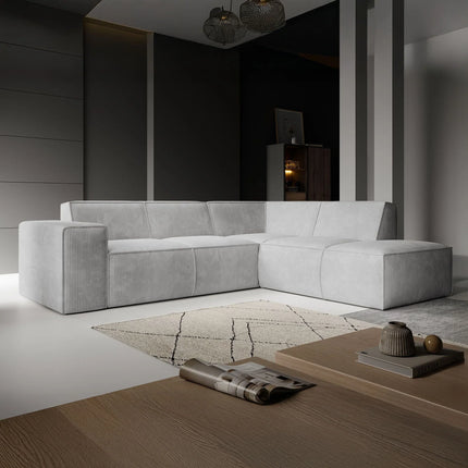 UNICORN Corner sofa 4-seater with chaise longue Ribbed fabric beige grey
