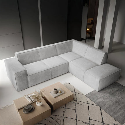 UNICORN Corner sofa 4-seater with chaise longue Ribbed fabric gray beige Width 261 cm Height 80 cm Depth 216 cm