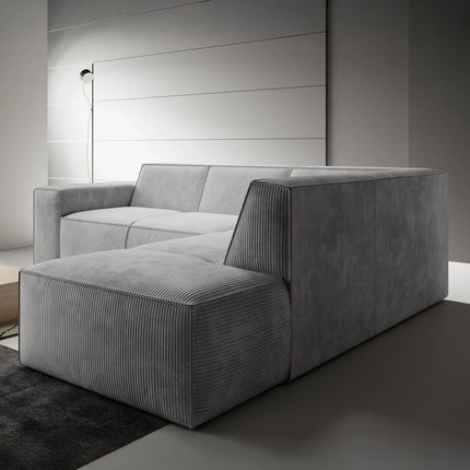 UNICORN 4-seater corner sofa with chaise longue Ribbed fabric grey beige