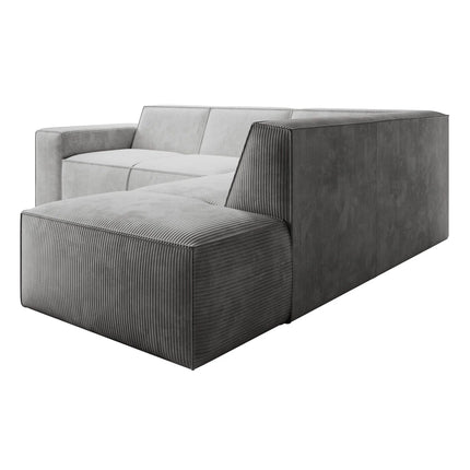 UNICORN Corner sofa 4-seater with chaise longue Ribbed fabric beige grey