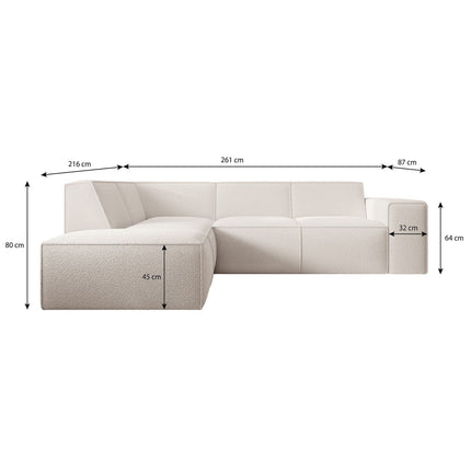 UNICORN 4-seater corner sofa with chaise longue, cognac faux leather black beige brown grey