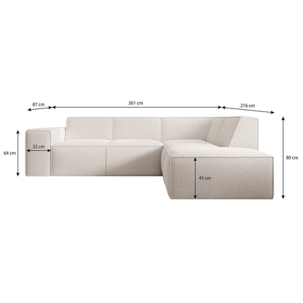 UNICORN Corner sofa 4-seater with chaise longue Faux leather beige brown gray black Width 261 cm Height 80 cm Depth 216 cm Seat height 45 cm Seat depth 60 cm