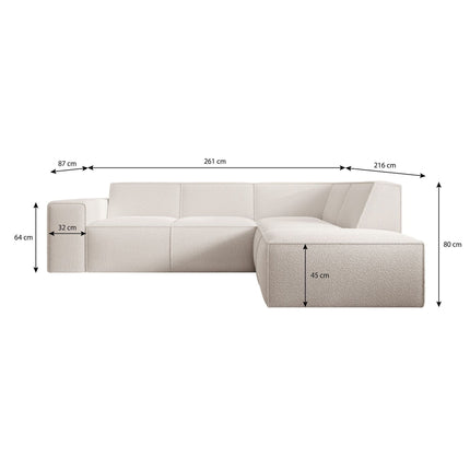 UNICORN Corner sofa 4-seater with chaise longue Anthracite beige fabric Width 261 cm Height 80 cm Depth 216 cm