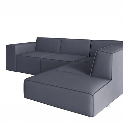 UNICORN Corner sofa 4-seater with chaise longue Anthracite beige fabric Width 261 cm Height 80 cm Depth 216 cm