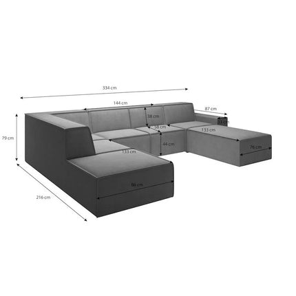 UNICORN Corner sofa 5-seater with chaise longue Fabric beige