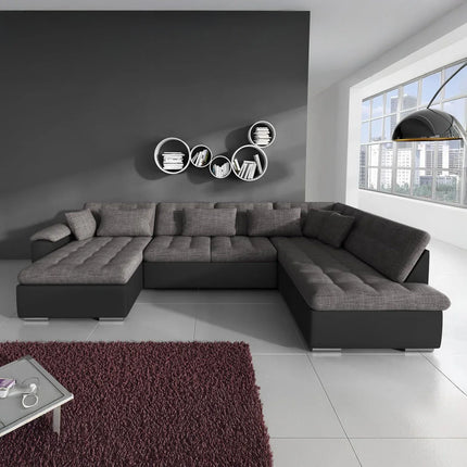 UNICORN 5-seater corner sofa with chaise longue, fabric black anthracite gray Width 350 cm Height 76 cm Depth 205 cm