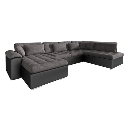 UNICORN 5-seater corner sofa with chaise longue, fabric black anthracite gray