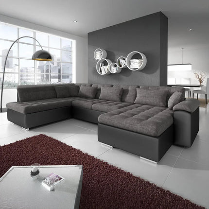 UNICORN 5-seater corner sofa with chaise longue Fabric gray anthracite black Width 350 cm Height 76 cm Depth 205 cm