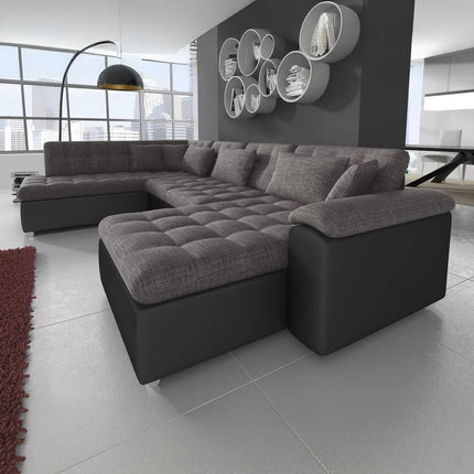 UNICORN 5-seater corner sofa with chaise longue Fabric gray anthracite black Width 350 cm Height 76 cm Depth 205 cm