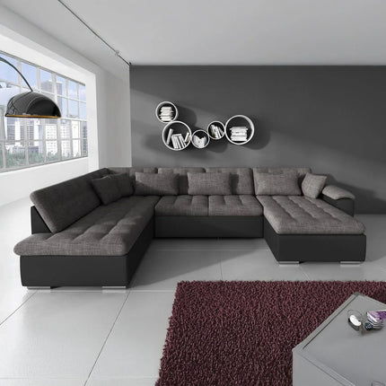 UNICORN 5-seater corner sofa with chaise longue Fabric gray anthracite black Width 350 cm Height 76 cm Depth 205 cm