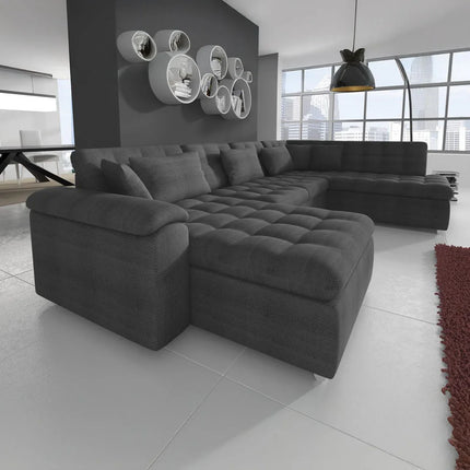 UNICORN 5-seater corner sofa with chaise longue Fabric gray anthracite black Width 350 cm Height 76 cm Depth 205 cm