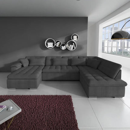 UNICORN 5-seater corner sofa with chaise longue Fabric gray anthracite black Width 350 cm Height 76 cm Depth 205 cm