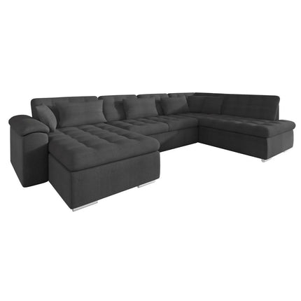 UNICORN 5-seater corner sofa with chaise longue, fabric black anthracite gray