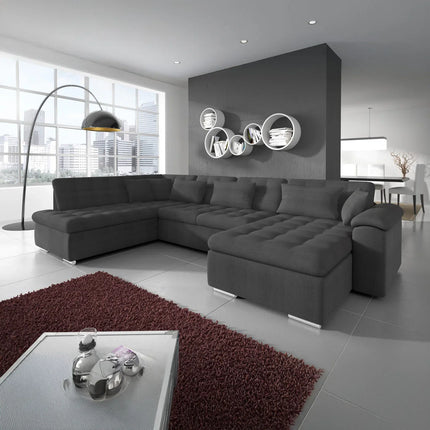 UNICORN 5-seater corner sofa with chaise longue Fabric gray anthracite black Width 350 cm Height 76 cm Depth 205 cm