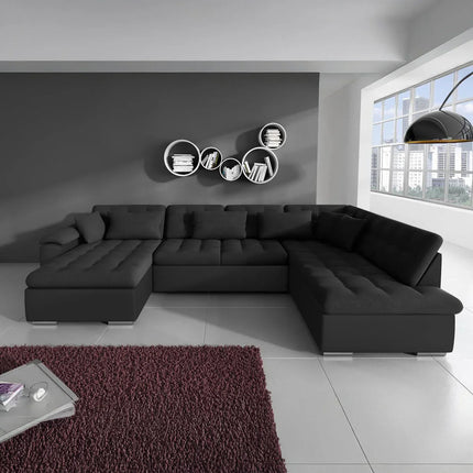 UNICORN 5-seater corner sofa with chaise longue Fabric gray anthracite black Width 350 cm Height 76 cm Depth 205 cm