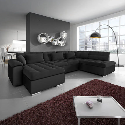 UNICORN 5-seater corner sofa with chaise longue Fabric gray anthracite black Width 350 cm Height 76 cm Depth 205 cm