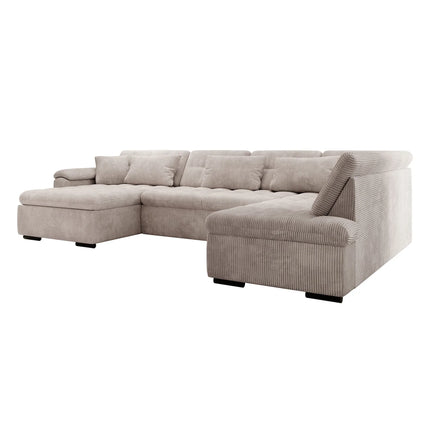 UNICORN 5-seater corner sofa with chaise longue Rib fabric beige brown grey