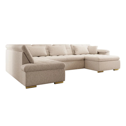 UNICORN Corner sofa 5-seater with chaise longue Teddy fabric beige