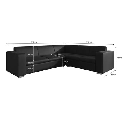 UNICORN Corner sofa 4-seater Velvet gray beige black Width 270 cm Height 78 cm Depth 230 cm