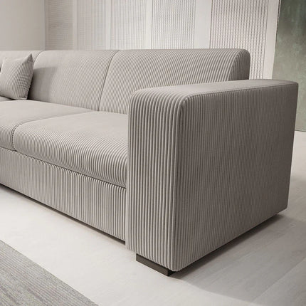 UNICORN Corner sofa 4-seater ribbed fabric beige Width 270 cm Height 78 cm Depth 230 cm