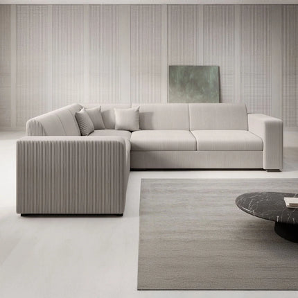 UNICORN Corner sofa 4-seater ribbed fabric beige