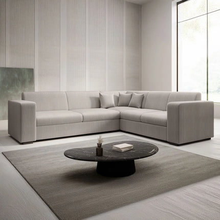 UNICORN Corner sofa 4-seater ribbed fabric beige Width 270 cm Height 78 cm Depth 230 cm