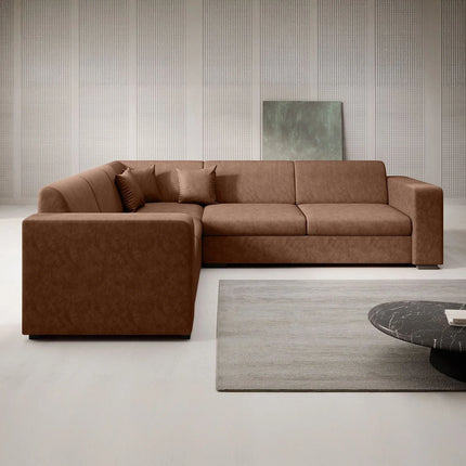 UNICORN Corner sofa, 4-seater, black brown faux leather