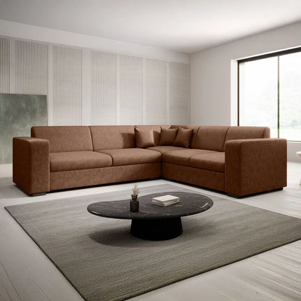 UNICORN Corner sofa 4-seater Faux leather brown black Width 270 cm Height 78 cm Depth 230 cm