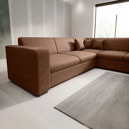 UNICORN Corner sofa 4-seater Faux leather cognac brown black