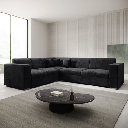 UNICORN Corner sofa 4-seater Velvet gray beige black Width 270 cm Height 78 cm Depth 230 cm