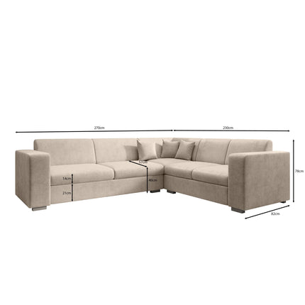 UNICORN Corner sofa 4-seater Velvet gray beige black Width 270 cm Height 78 cm Depth 230 cm