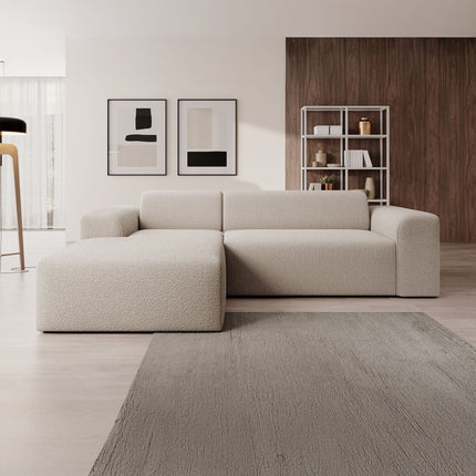 UNICORN Corner sofa 3-seater with chaise longue Teddy fabric beige Width 250 cm Height 71 cm Depth 185 cm