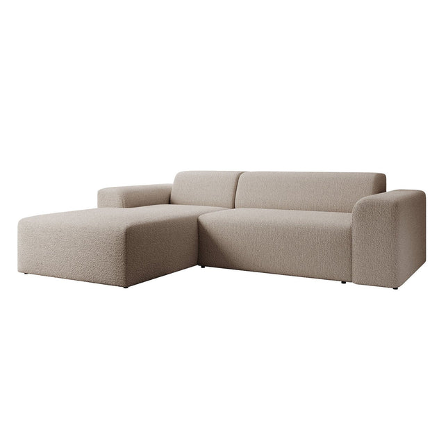 UNICORN Corner sofa 3-seater with chaise longue Teddy fabric beige Width 250 cm Height 71 cm Depth 185 cm