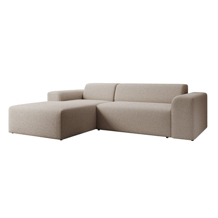 UNICORN Corner sofa 3-seater with chaise longue Teddy fabric beige Width 250 cm Height 71 cm Depth 185 cm