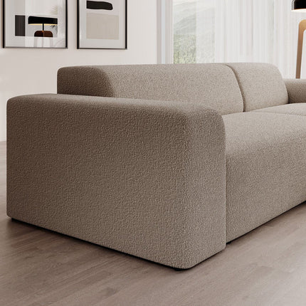 UNICORN Corner sofa 3-seater with chaise longue Teddy fabric beige Width 250 cm Height 71 cm Depth 185 cm
