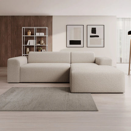 UNICORN Corner sofa 3-seater with chaise longue Teddy fabric beige Width 250 cm Height 71 cm Depth 185 cm