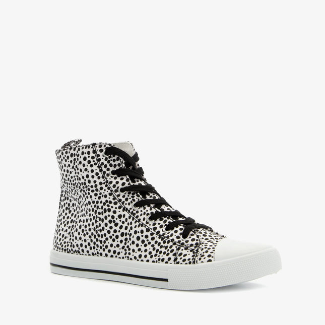 UNICORN Women's high-top sneakers lace-up shoes dots white black 36 to 41