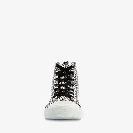 UNICORN Women's high-top sneakers lace-up shoes dots white black 36 to 41