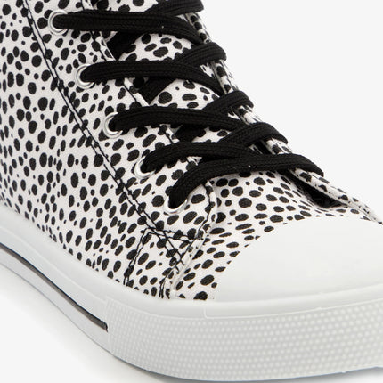 UNICORN Women's high-top sneakers lace-up shoes dots white black 36 to 41