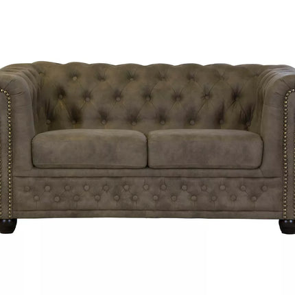UNICORN Two-seater sofa Chesterfield style leather brown black dark brown Anthracite Width 148 cm Depth 86 cm Height 72 cm Seat height 45 cm