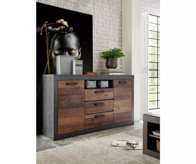 UNICORN Dresser wall unit country modern brown Width 153 cm Depth 43 cm Height 88 cm